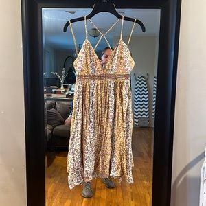 Beautiful border print dress with beaded waist trim